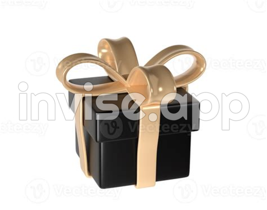 3D Black Friday Gift Box Icon With Golden Ribbon Bow Transparent - Black Friday Gift Card Specials