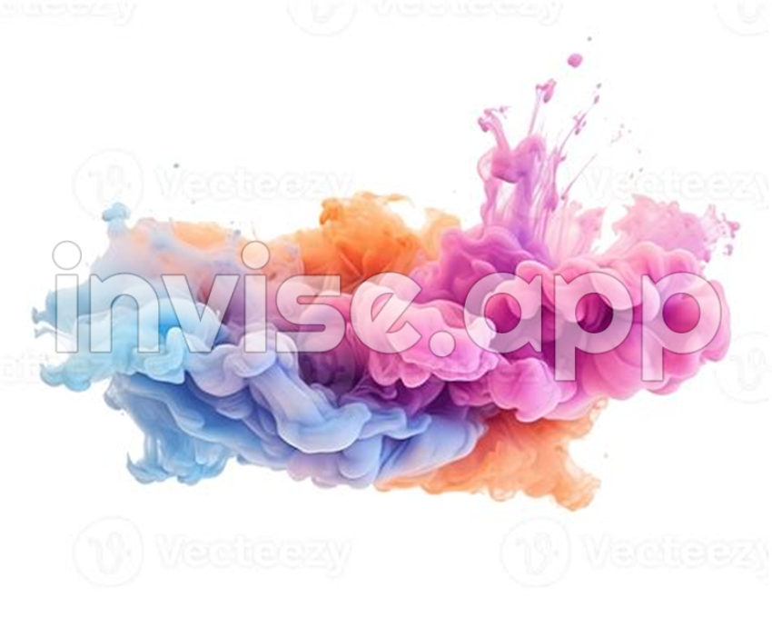 Abstract Colorful Pastel Color Cloud On Transparent Background Colorful Ink Diffusion In Water - Pastel Smoke Clouds