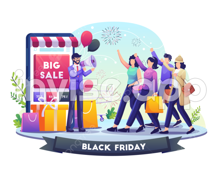 Businessman Hold Megaphone Refers People To Shop On Black Friday Big - Black Christmas Holiday Decor