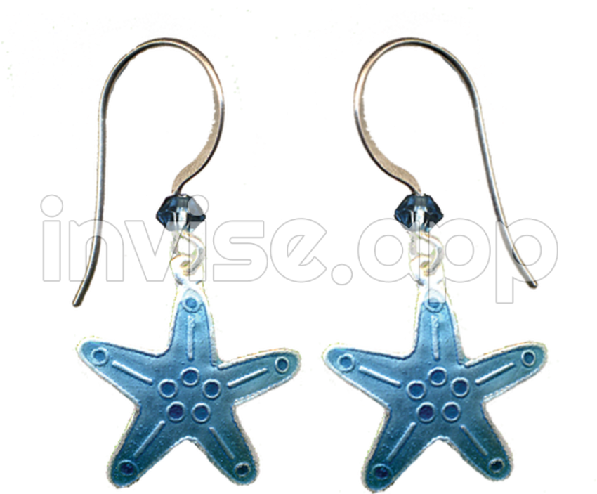 Download Light Blue Sea Star Earrings By Bamboo Jewelry Earring - Sterling Silver Drop Earrings