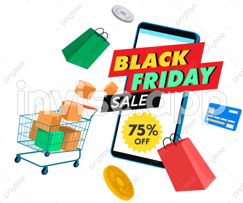 Black Friday Shopping Clipart Vector, Black Friday Use For Poster - Black Friday Shopping