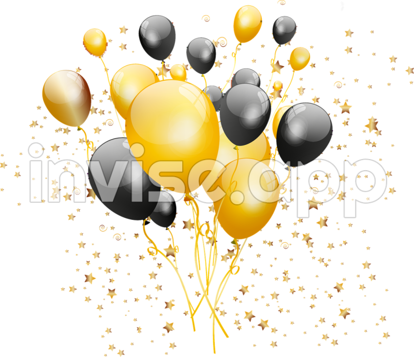 Balloons With Black Background - Black And Gold Balloons Image Mart