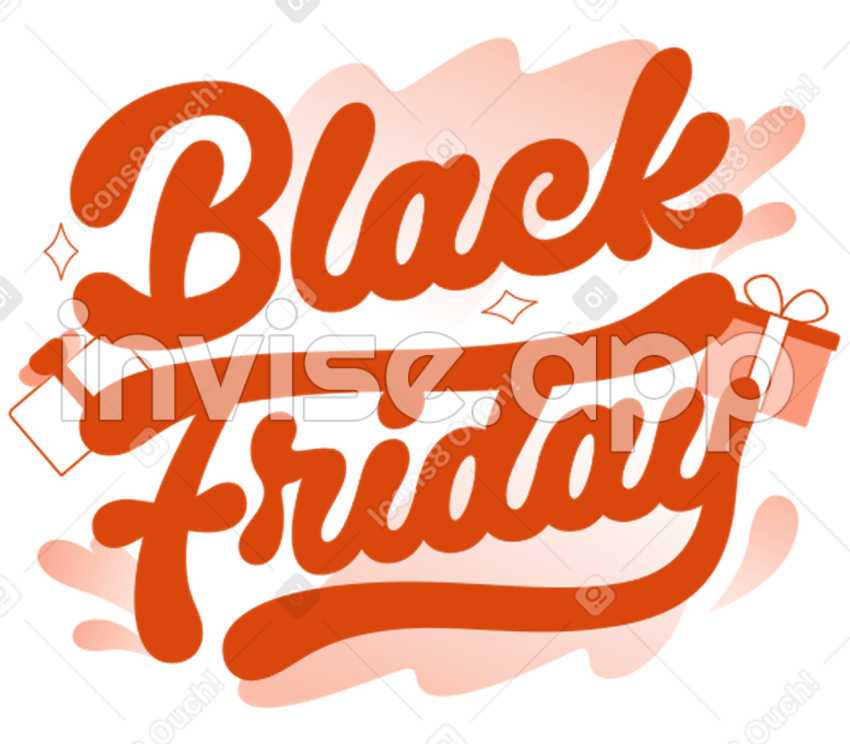 Lettering Black Friday With Gifts And Pastel Clouds Text , Svg - Black Friday Vector