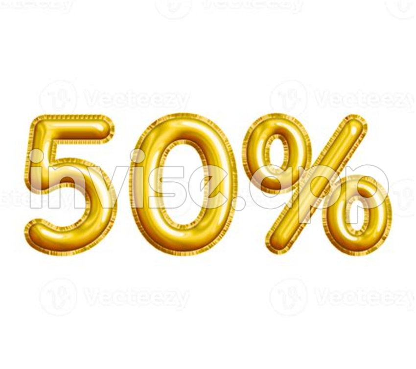 50 Or Fifty Percent 3D Gold Balloon You Can Use This Asset For Your Content Marketing Like As - First 50 Clients Promo