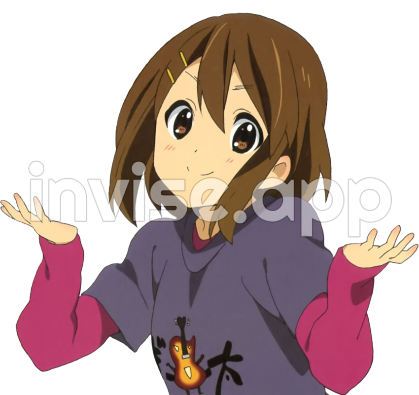 Shrug Yui Hirasawa Mio Akiyama K On Anime Clipart Large Size - K-On Yui Guitar