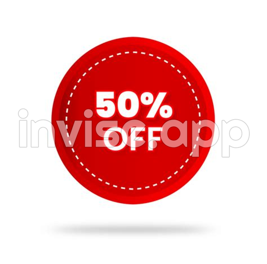 Sticker Promo - 50 Percent Discount Sticker Price Tag Design Product Emblem With