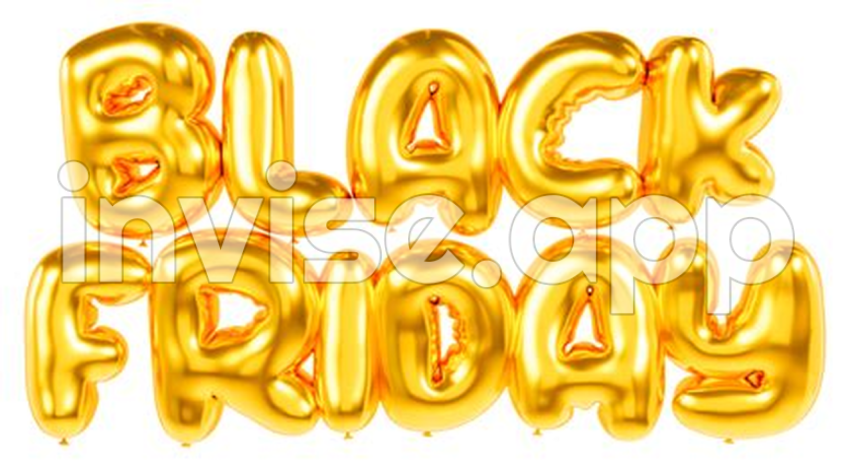 Black Friday Gold - Black Friday Gold Letters In Balloon Style Front View 3D Letters