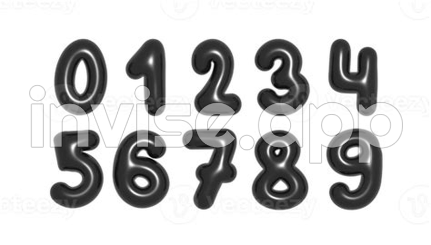 Bright Neon Black Balloons Digits Numbers Collection Symbol Design 3D - Neon Black Friday