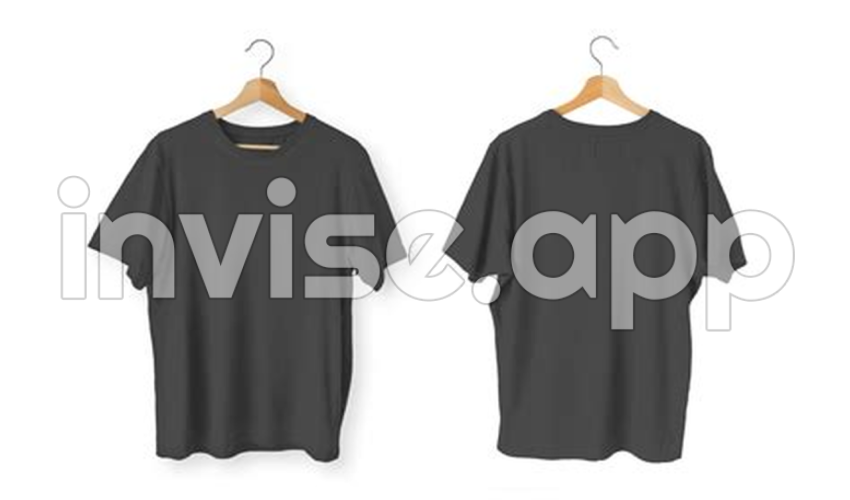 Plain Black T-Shirt Front - Isolated Pack Of Black T Shirt Front And Back View 8847328