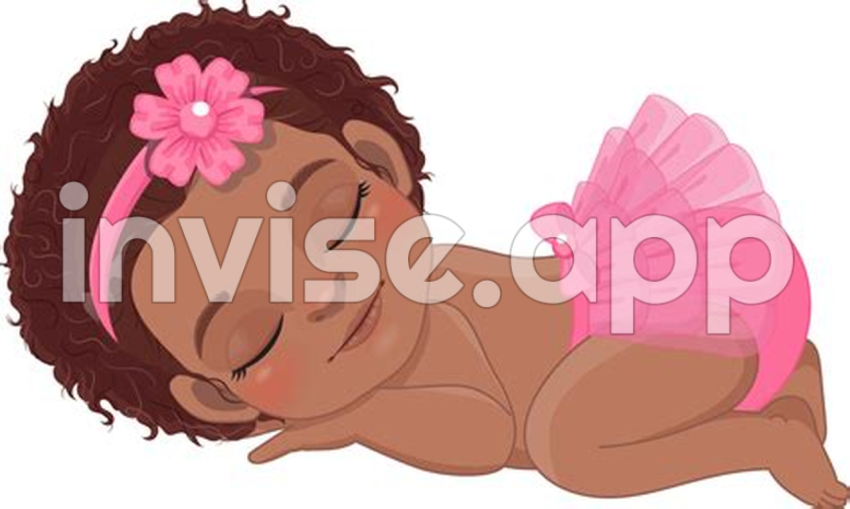 African American Baby Girl - Baby African American Girl Sleeping Cartoon Character 19841269