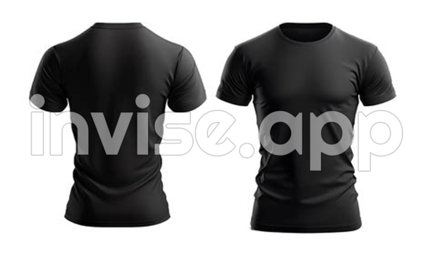 Plain Black T-Shirt Front - Plain Black T Shirt Mockup Template, With View, Front And Back