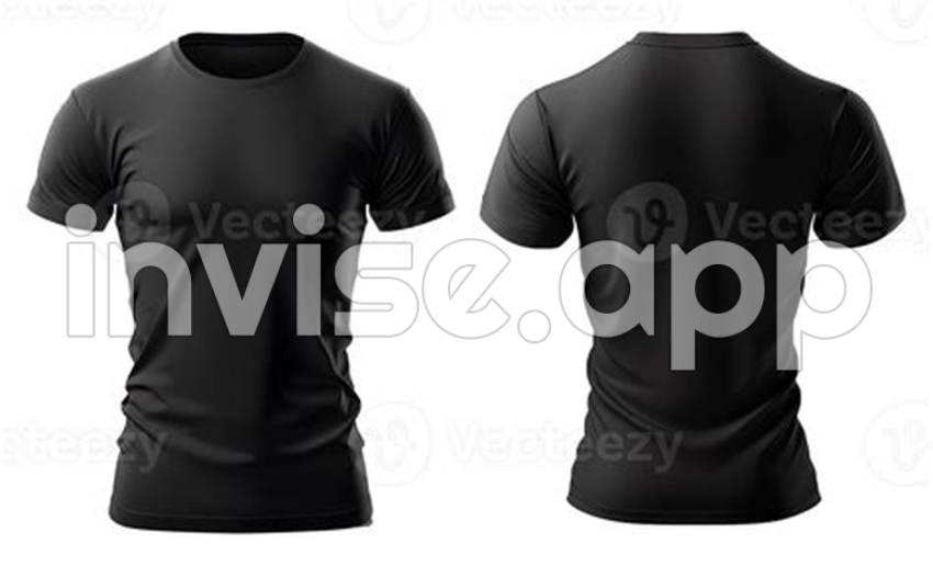 Plain Black T-Shirt Front - Plain Black T Shirt Design, With View, Front, Back 23401365