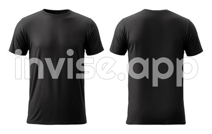 Plain Black T-Shirt - Ai Generated Black T Shirt Mockup Front And Back View, Isolated On