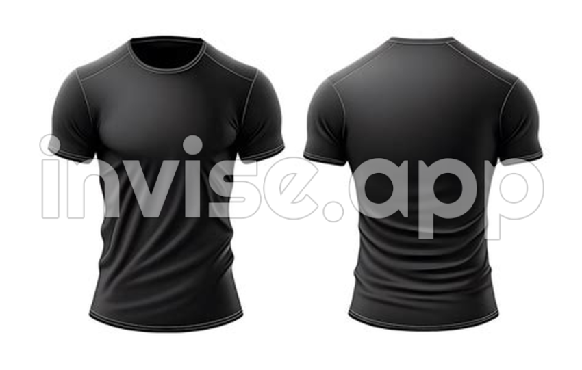 Plain Black T Shirt Design, With View, Front, Back 24125070 - Plain Black T-Shirt Clip Art