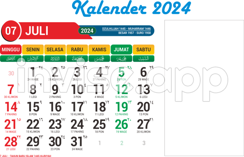 Kalender Jawa 2024 Bulan Juli, Template Siap Download Pdf - Contoh Promo Bulan Juli