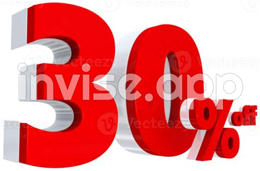 $30 - Free Discount 30 Percent Red Offer In 3D 8880260 With Transparent Background