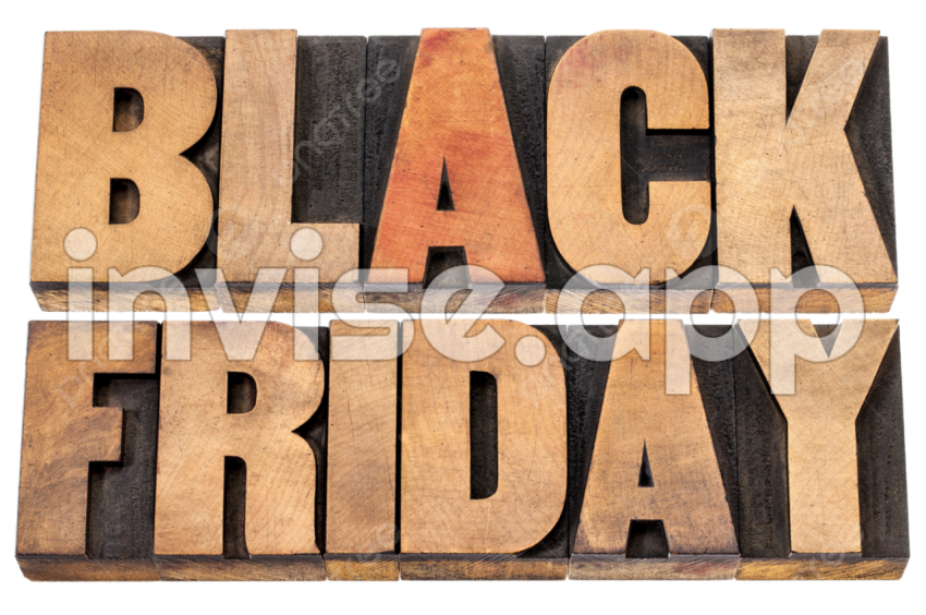 Black Friday Shopping Concept Typography, Letterpress, Isolated - Vintage Spring Friday