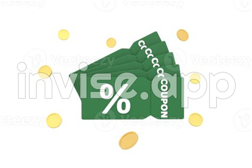 3D Discount Coupon With Percentage Sign With Coins Voucher Card Cash - Ok Bet Redeem Code