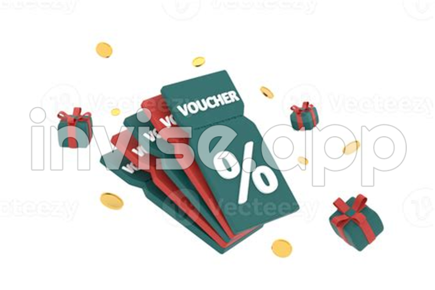 3D Discount Coupon With Percentage Sign With Coins And Gift Box - Bundle Pricing