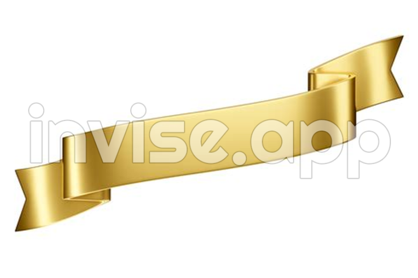 3D Label Ribbon Glossy Gold Blank Plastic Banner For Advertisment - Promo Money Vector Gold