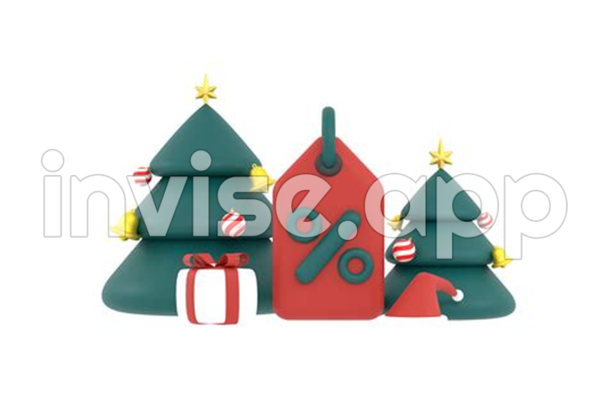 Promo Natal - 3D Etiquetas De Venda De Natal, Arvore De Natal, Chapeu De Papai Noel