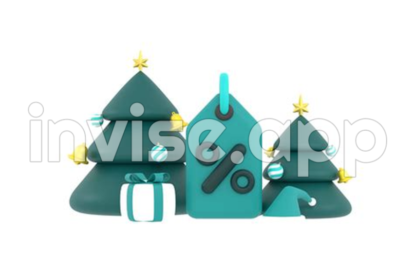 Promo Navideña - 3D Etiquetas De Venta De Navidad, Arbol De Navidad, Sombrero De Santa