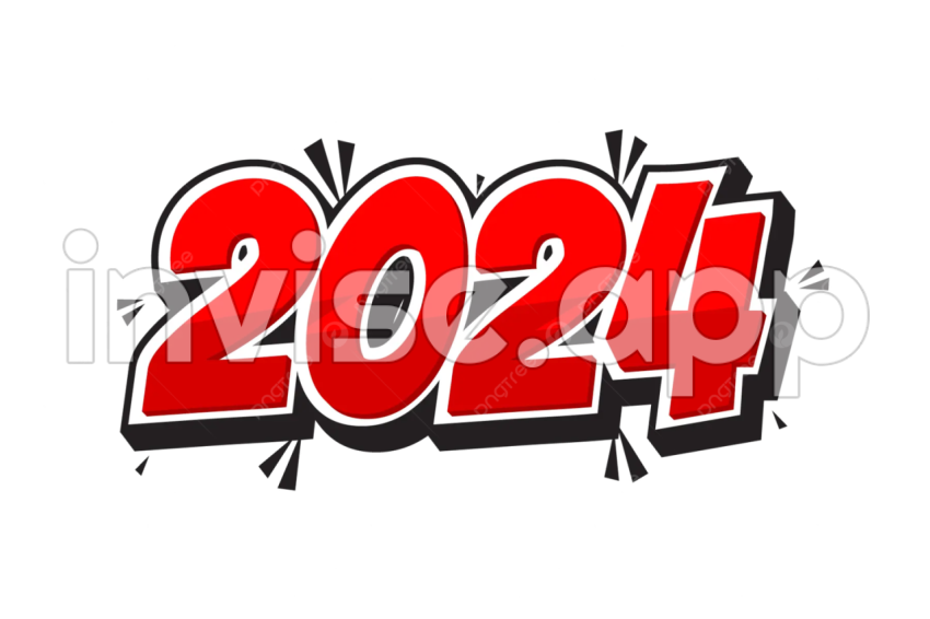 2024 Red Comic Style Effect Vector, New Year, Comic, 2024 And Vector With Transparent - Remeras De Promo 2024