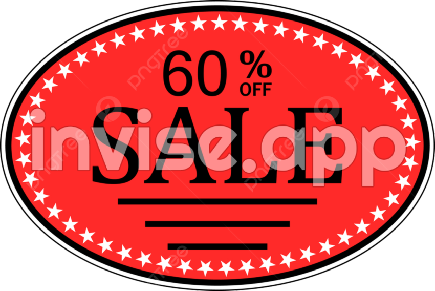 60, Off Sale Stiker Barang Promosi, Harga, Merah Dan Vektor Dengan Background Transparan - Stiker Promosi