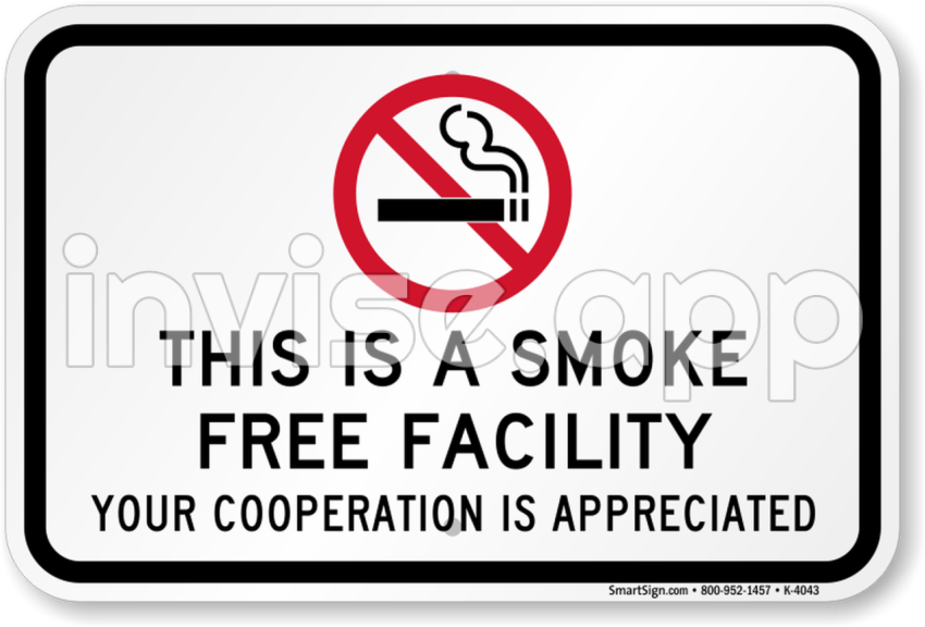 Smoke-Free Zone - Tobacco Free Zone Signs