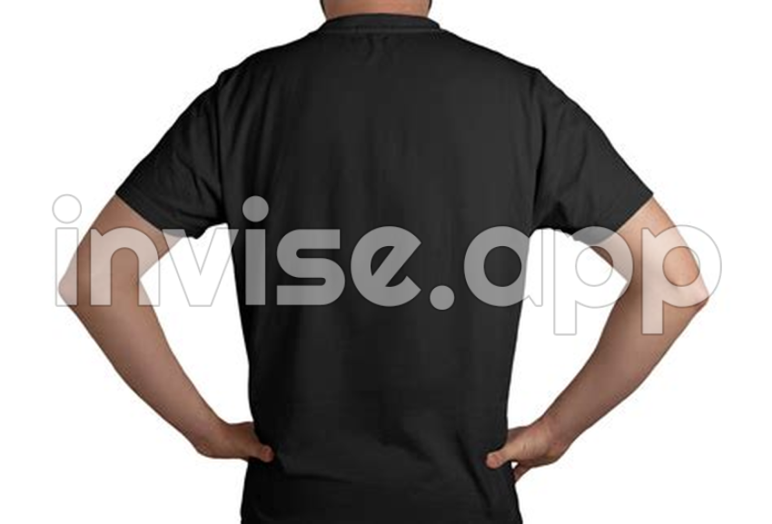 Plain Black Shirt Back - Isolated Model With Black T Shirt Back View 8847330