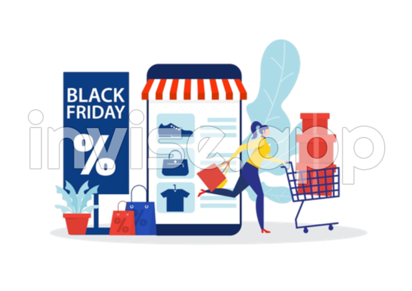 Shopping Illustrations Transparent, Black Cartoon Friday Shopping - Black Friday Sale Logo