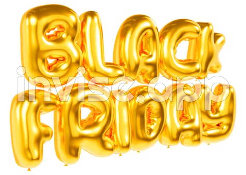 Black Friday Gold - Black Friday Gold Letters In Balloon Style Front View From Right To