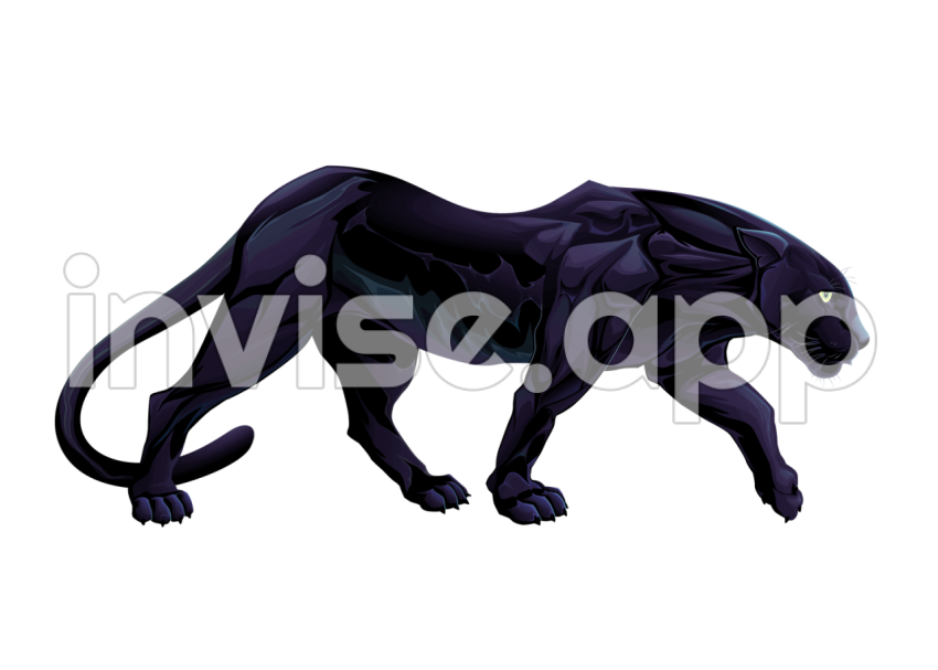 Black Panther Leopard Vector Graphics Tiger Illustration Black - Black Panther Animal Side View