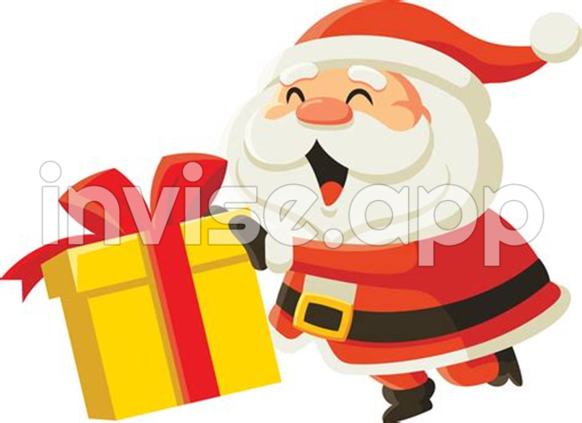 Ups Navidad - Diseno De Personajes De Feliz Navidad Santa Claus Empujando Una Gran