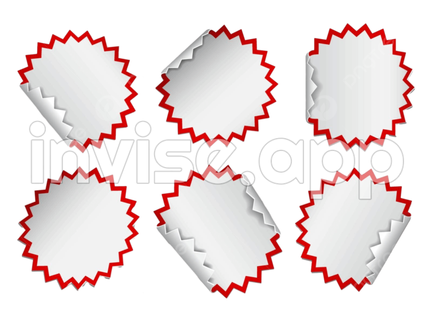 Set Of White Round Promotional Stickers Design Turn Flip Vector, Design - Promotional Stickers