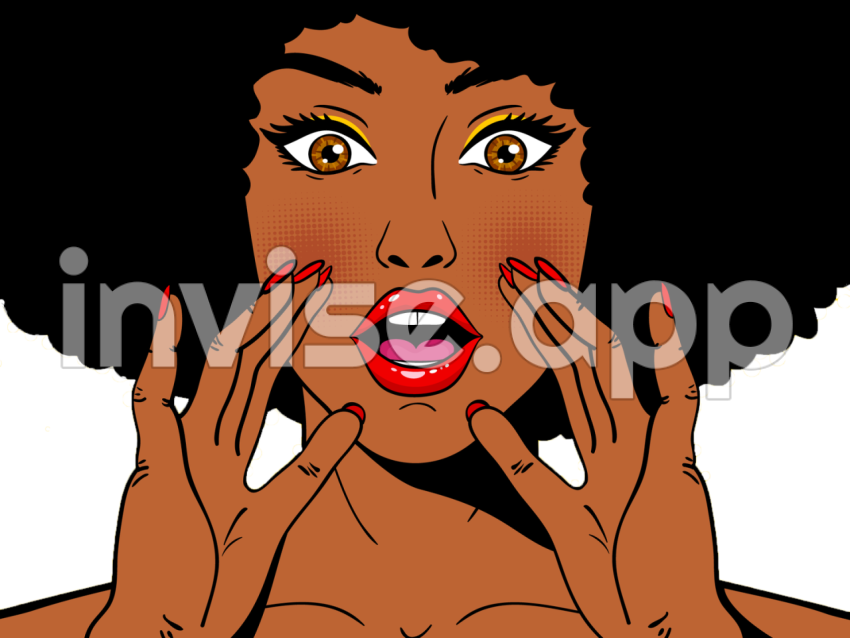 Download Transparent Black Woman Closup Afro Pop Art Kit - Black Woman Clip Art