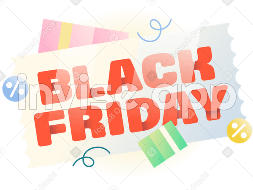 Black Friday Lettering - Lettering Black Friday On Coupon With Boxes And Percents Sign Text , Svg