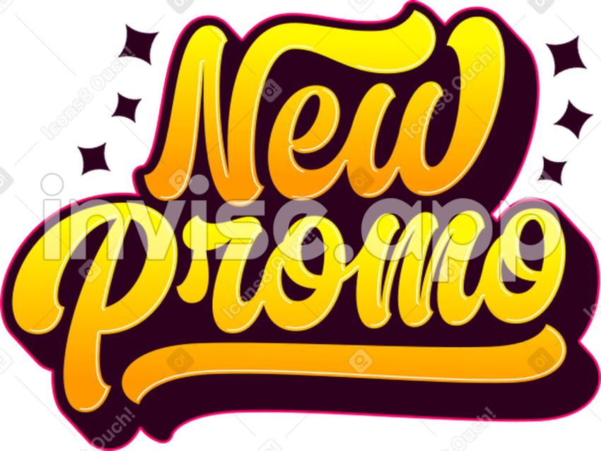 Annoncement For Promos - Lettering New Promo With Stars And Shadow Text , Svg