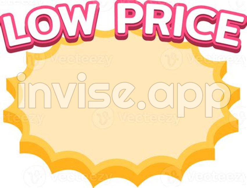 Price Promo - Low Price, Starburst Label, Shopping Font, Promotion Label Sale