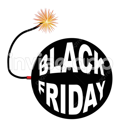 Black Friday Bomb And Lit Fuse Explosive Fuse Friday Vector, Explosive - Black Fryiday