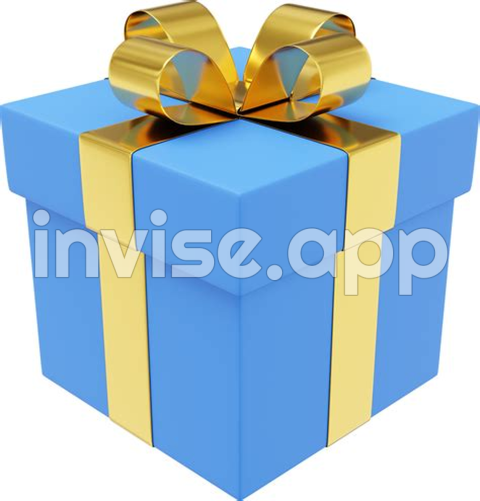 Realistic Blue Gift Box With Ribbon 3D Rendering Icon On - Promo Box