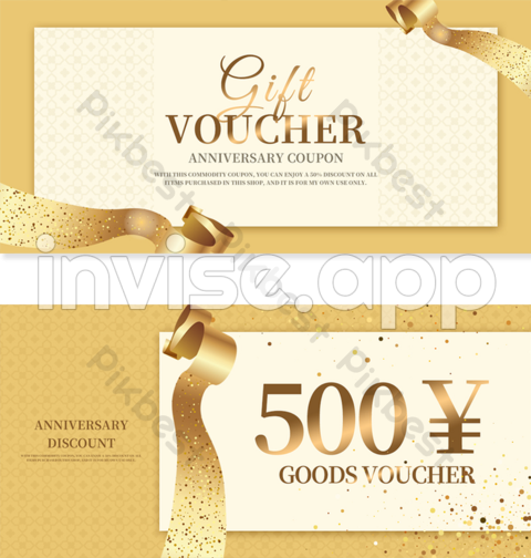 Mnormandy Gold Promo - Trendy Golden Coupon Template Psd Free Download Pikbest