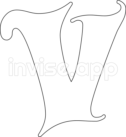 V Clipart Black And White - The Letter V Is Outlined In Black And White