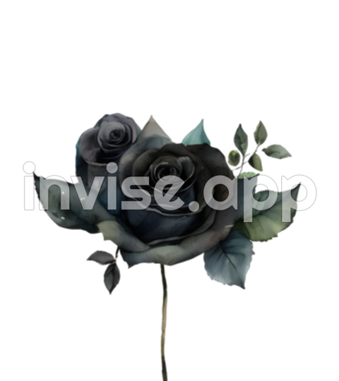 Black Rose Watercolor Lovely Transparent Images Free Download - Black Rose Bouquet