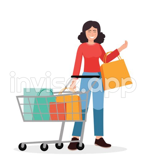 Shopping Clipart - People Shopping People With Shopping Bags Illustration 21491869