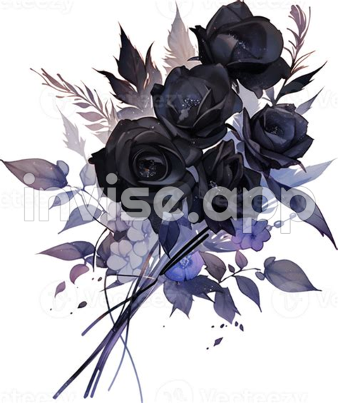 Pics Of Black Roses - Watercolor Black Rose Bouquet Isolated On White Background Black Roses