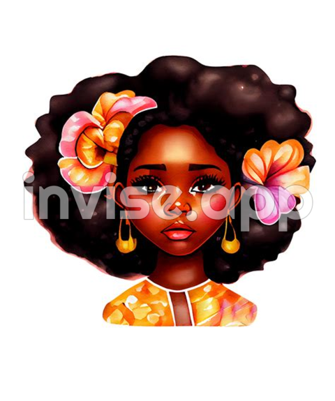 Free Beautiful Black Girl Watercolor Ai Generative 23561515 With - Stylish Black Girl