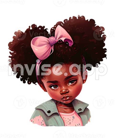 Free Little Black Girl Watercolor Clipart Ai Generative 23400442 - Black Girl Free