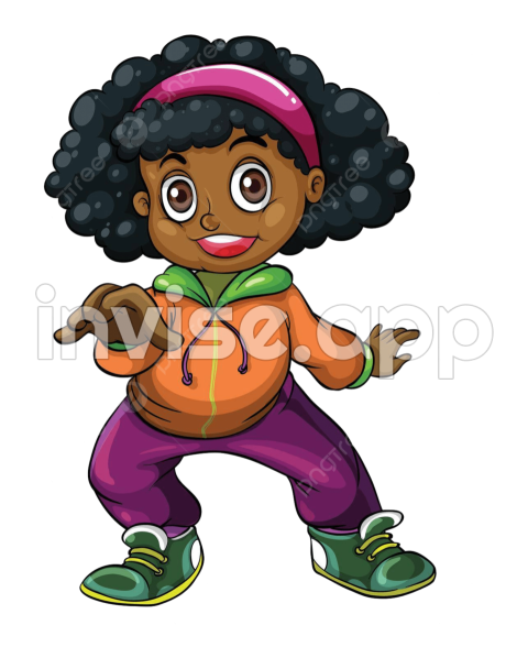 Black Girl - A Black Hiphop Dancer Isolated Female Girl Vector, Isolated, Female