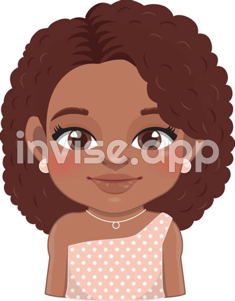 Black Girl Clipart - Cute African American Girl Cartoon Character 19980635